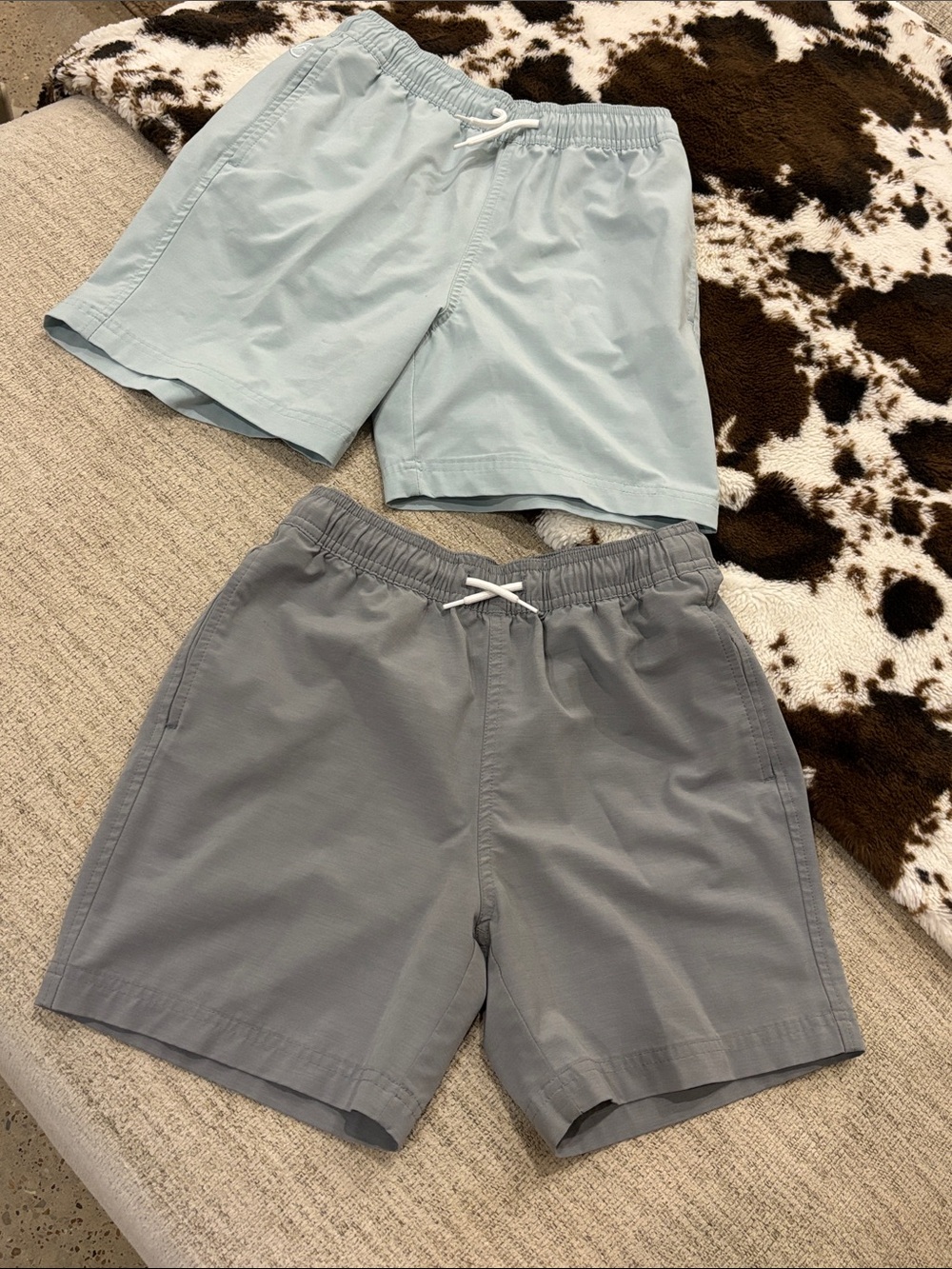 Magellan Outdoors Light Blue & Gray Elastic Drawstring Hybrid Shorts - Pair